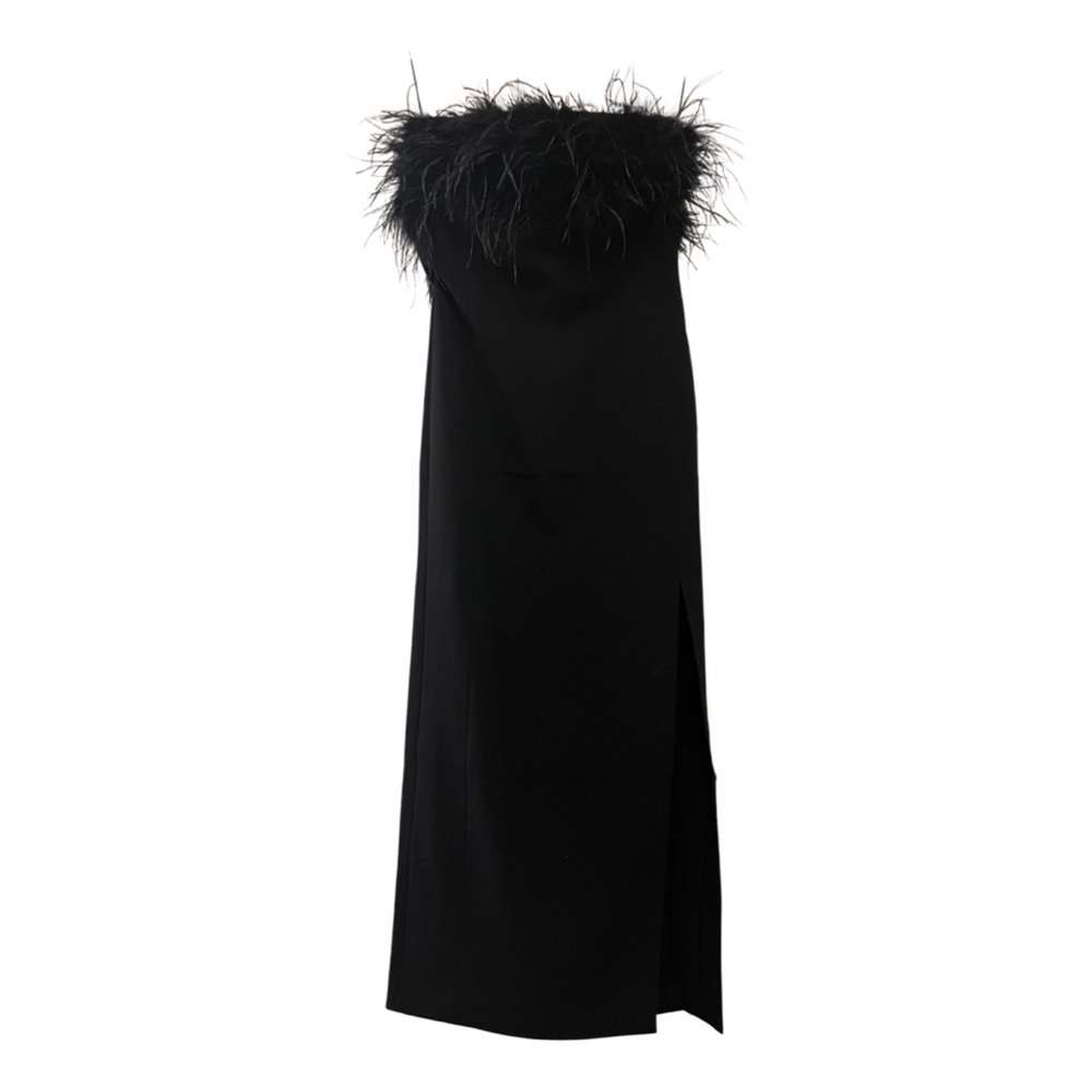 Massimo Dutti Black Strapless Feather Maxi Dress — Size EU 40